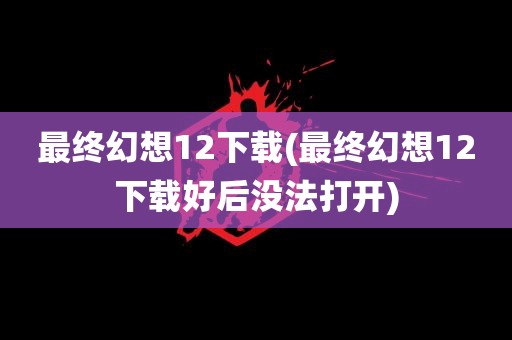 最终幻想12下载(最终幻想12下载好后没法打开)