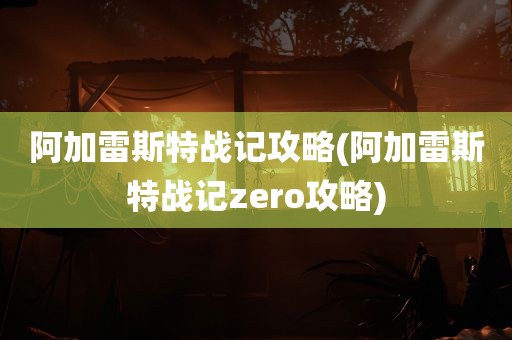 阿加雷斯特战记攻略(阿加雷斯特战记zero攻略)